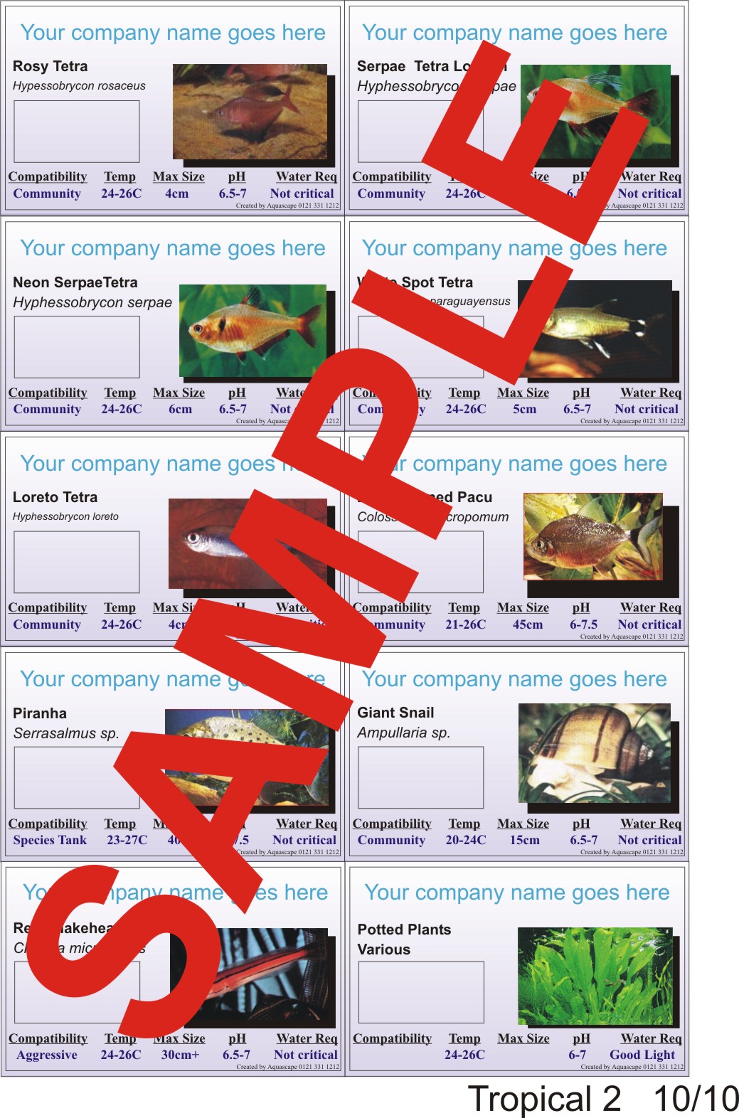 WWW.FISHLABELS.CO.UK - Personalised Aquarium Labels